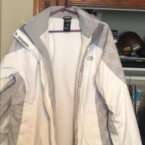 Northface white an gray winter jacket